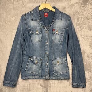 Vintage Miss Sixty Jacket Womens Medium Y2K Blue Denim Snap Front Pockets Italy